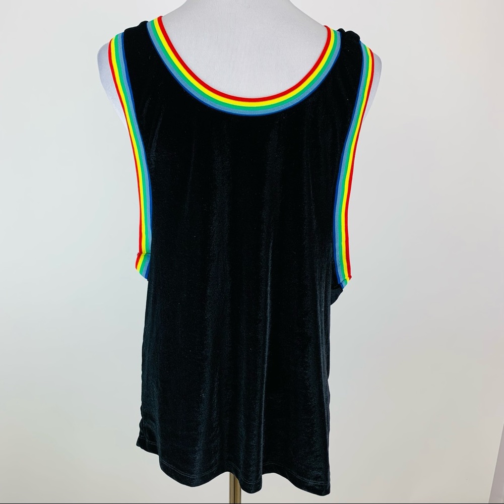 ASOS Rainbow Trim Black Velvet Tank Top Small